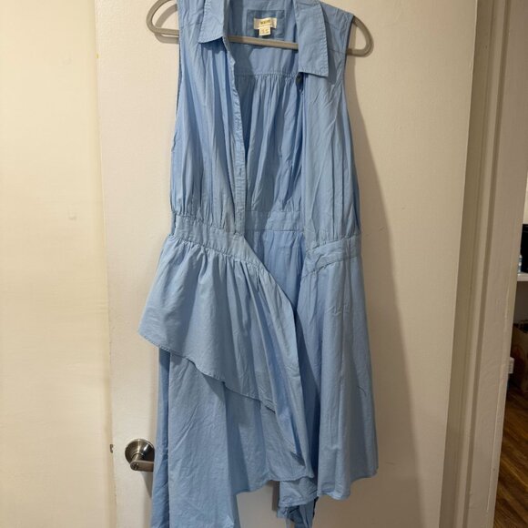 💙 Maeve by Anthropologie Asymmetrical Halter Midi Wrap Shirt Dress - Size 18W - Picture 6 of 12